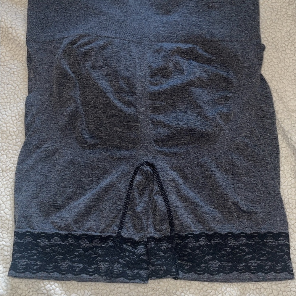Gray and Black Athletic Shorts with Lace Trim
